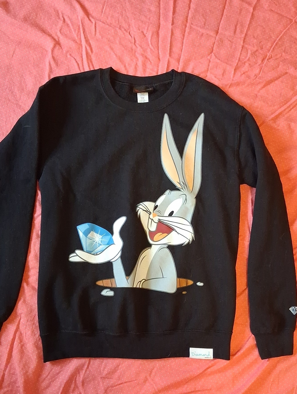 Diamond Supply Co. Black Bugs Bunny Graphic Crewneck, Small, Looney Tunes
